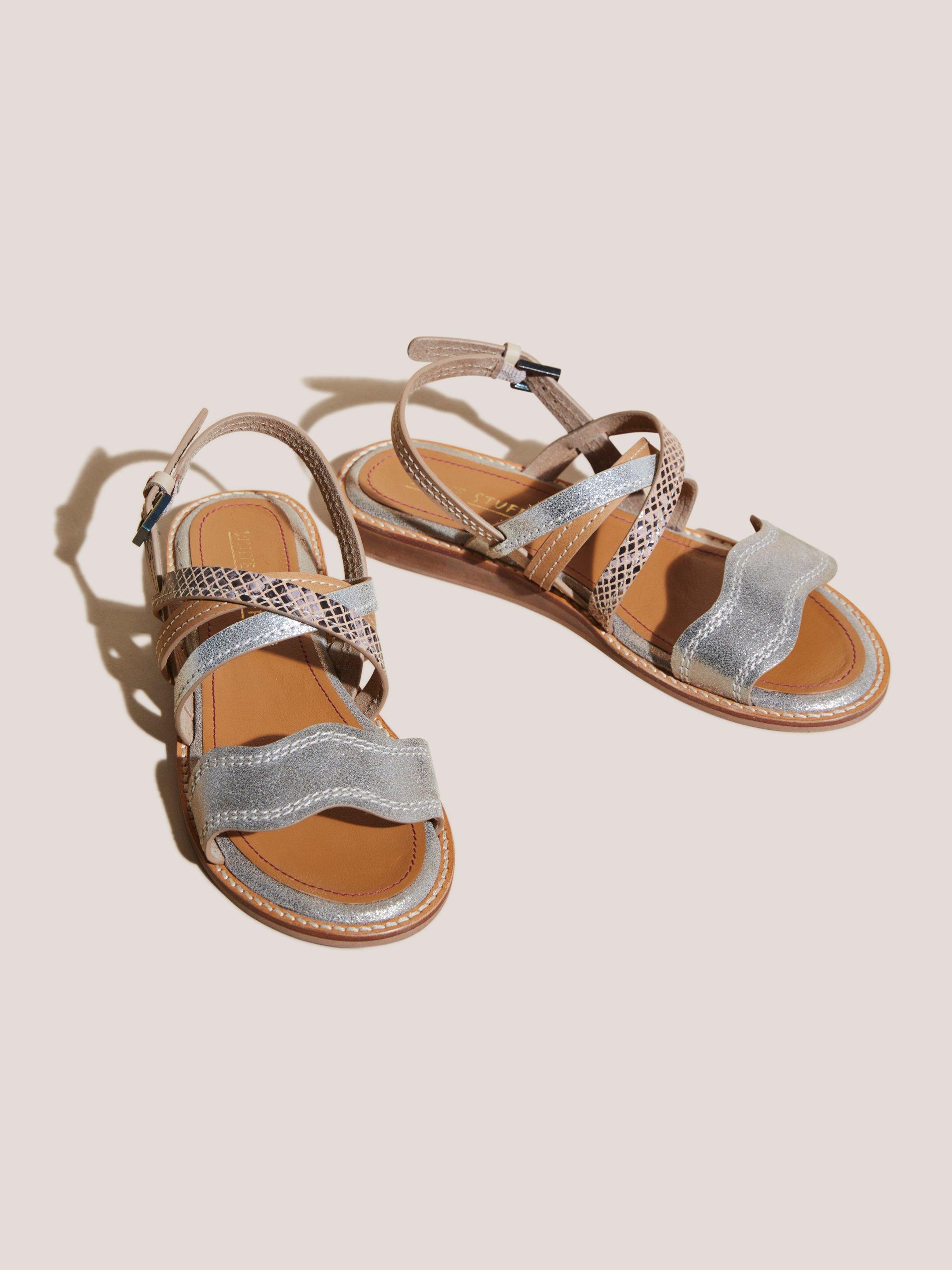 Mini Wedge Leather Sandal in MIXED MET - FLAT FRONT