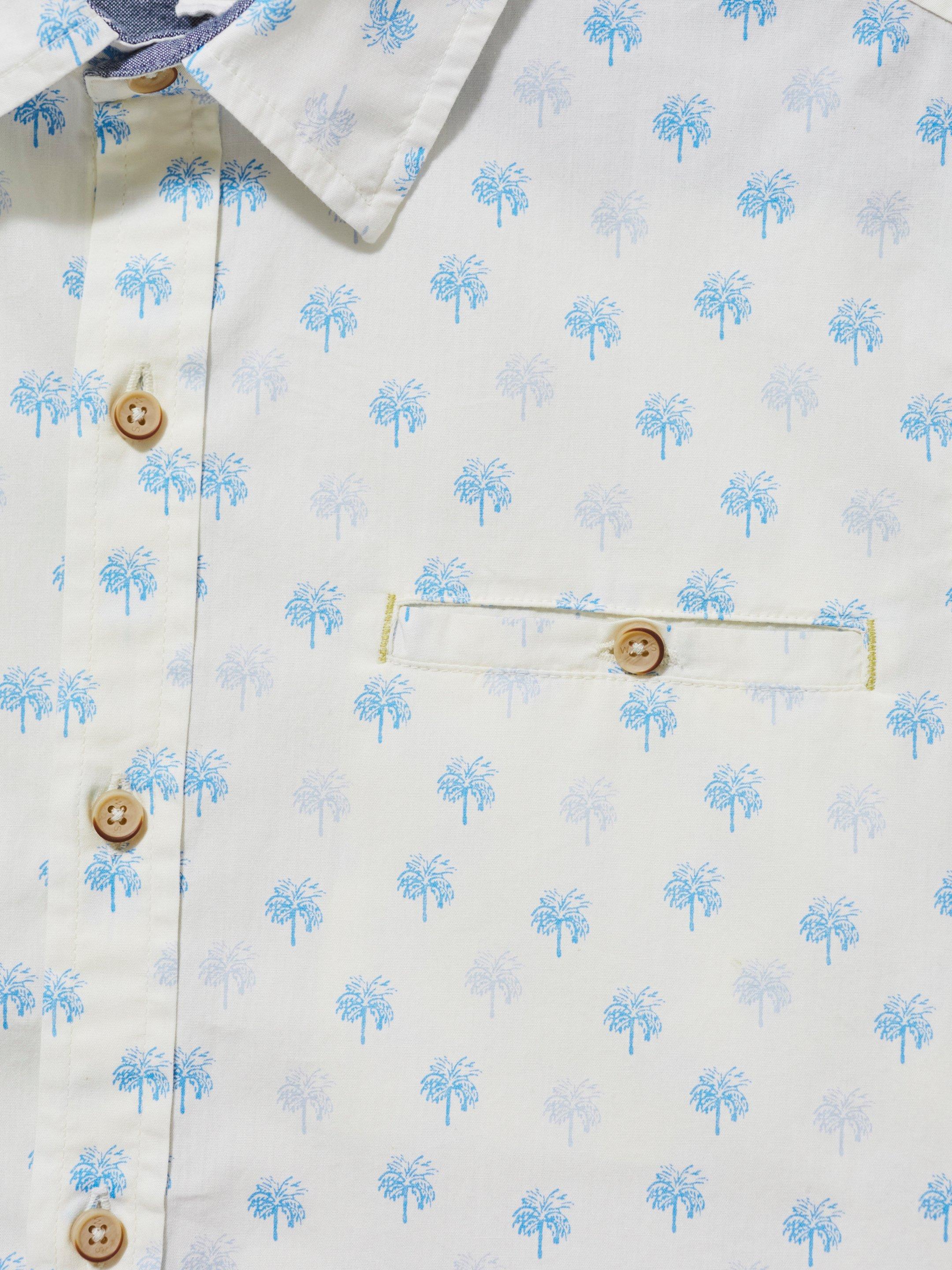 Palm Tree Printed SS Shirt in NAT WHITE - FLAT DETAIL