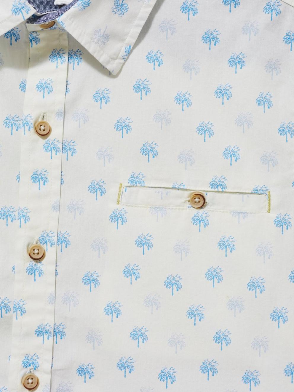 Palm Tree Printed SS Shirt in NAT WHITE - FLAT DETAIL