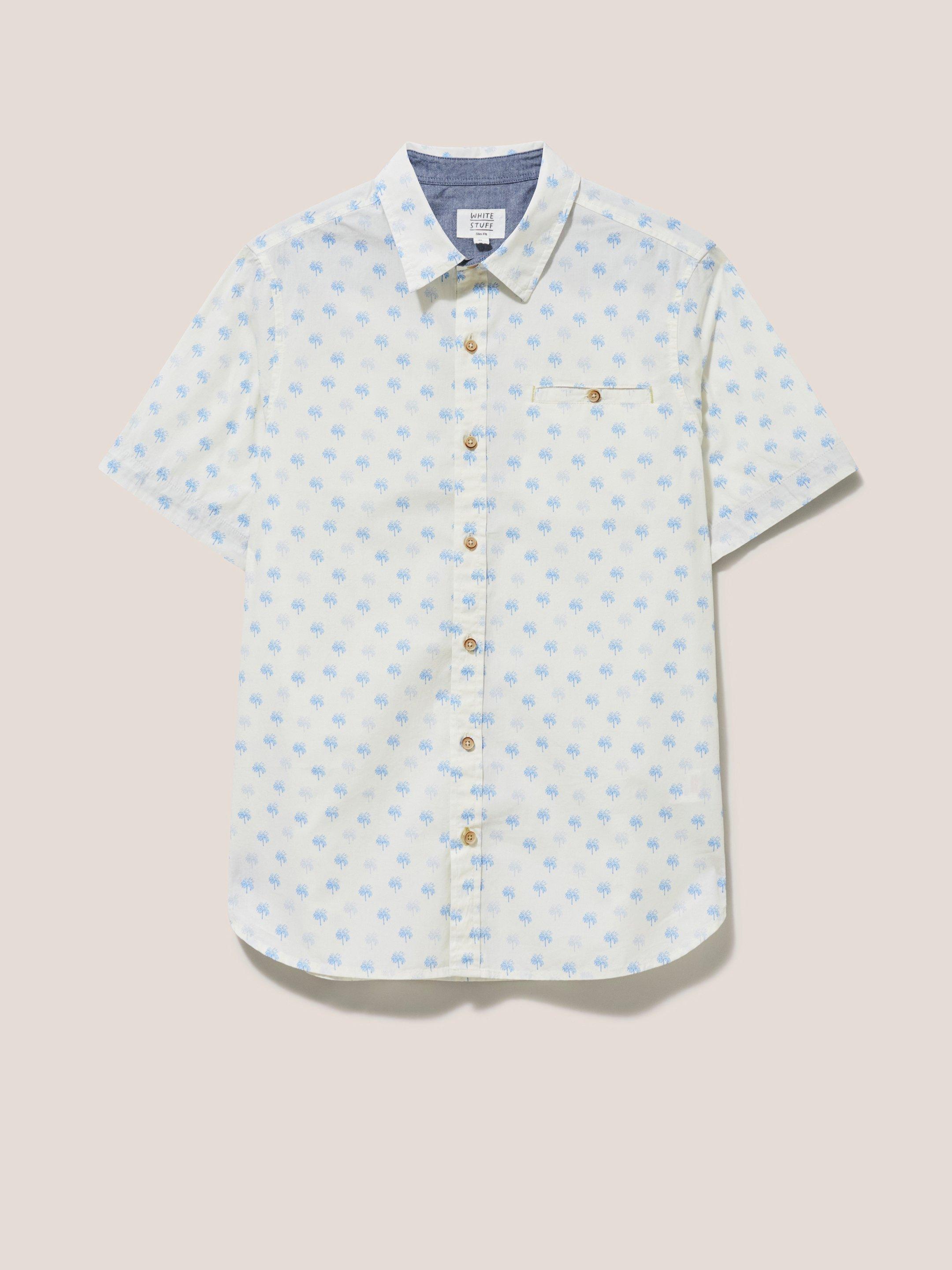 Palm Tree Printed SS Shirt in NAT WHITE - FLAT FRONT
