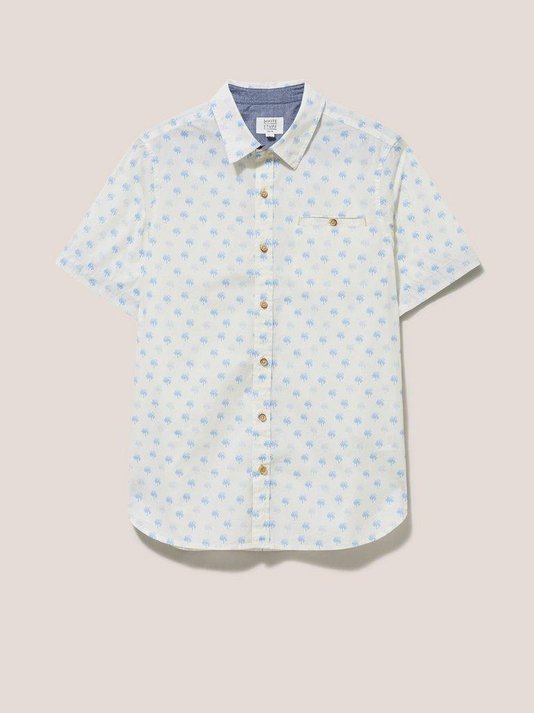 Palm Tree Printed SS Shirt in NAT WHITE - FLAT FRONT
