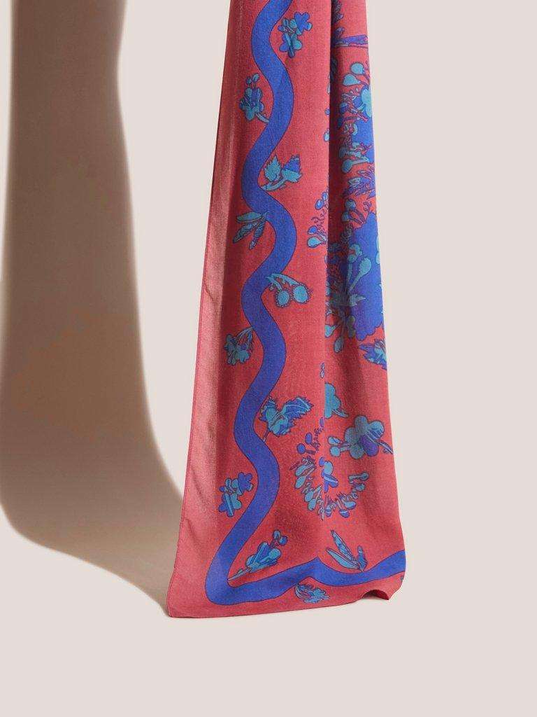 Printed Viscose Scarf in PINK MLT - MODEL FRONT