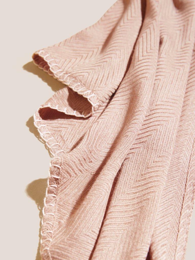 Chevron Textured Bamboo Scarf in DUS PINK - FLAT DETAIL