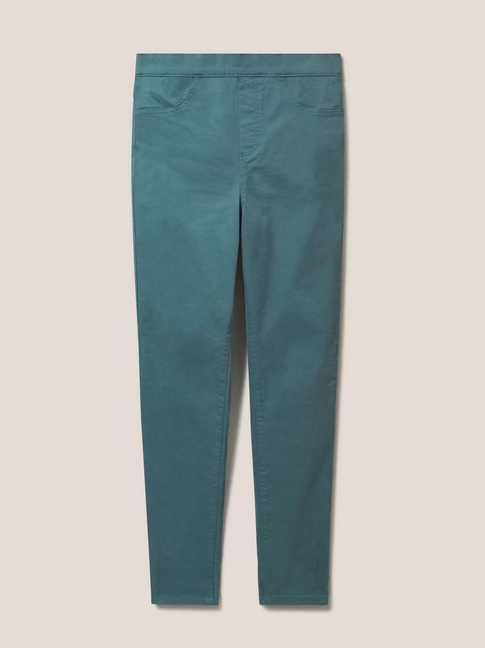 Janey Skinny Leg Jegging in MID TEAL - FLAT FRONT