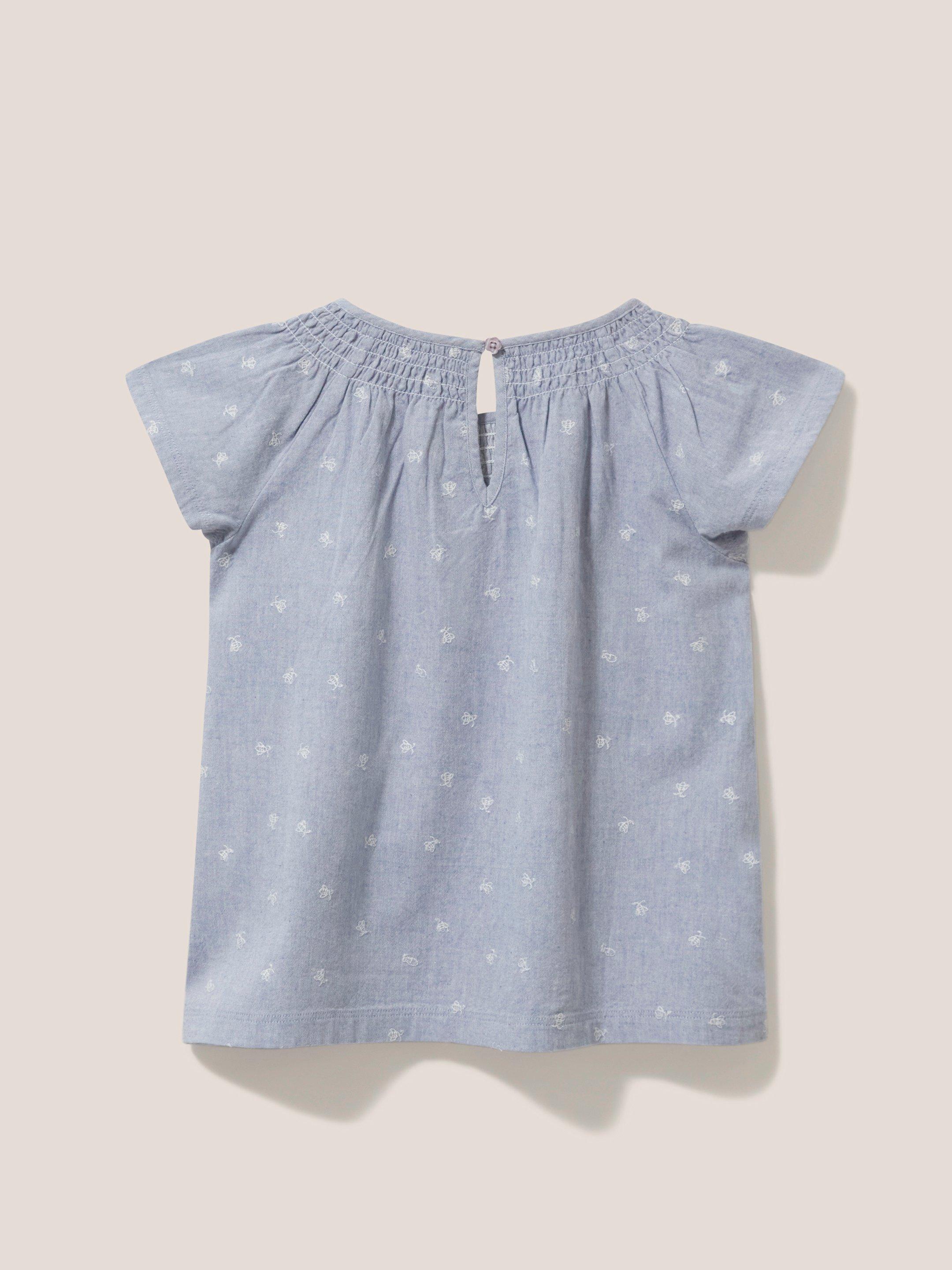 Chambray Frill top in CHAMB BLUE - FLAT BACK