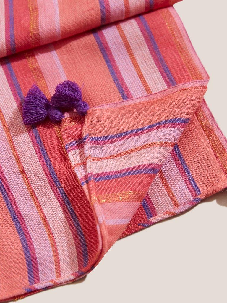 Stripe Cotton Viscose Scarf in PINK MLT - FLAT DETAIL