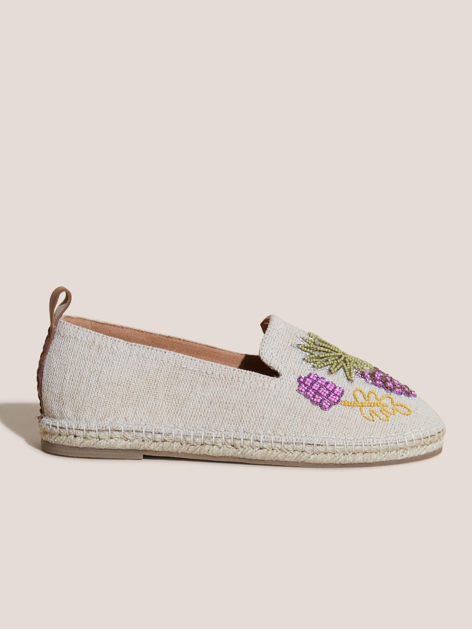 Beaded Pineapple Espadrille in NAT MLT - MODEL FRONT