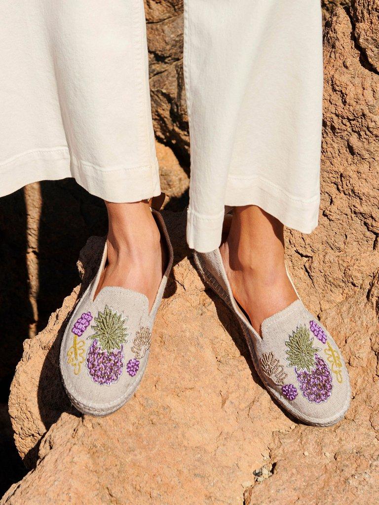 Beaded Pineapple Espadrille in NATURAL MULTI White Stuff