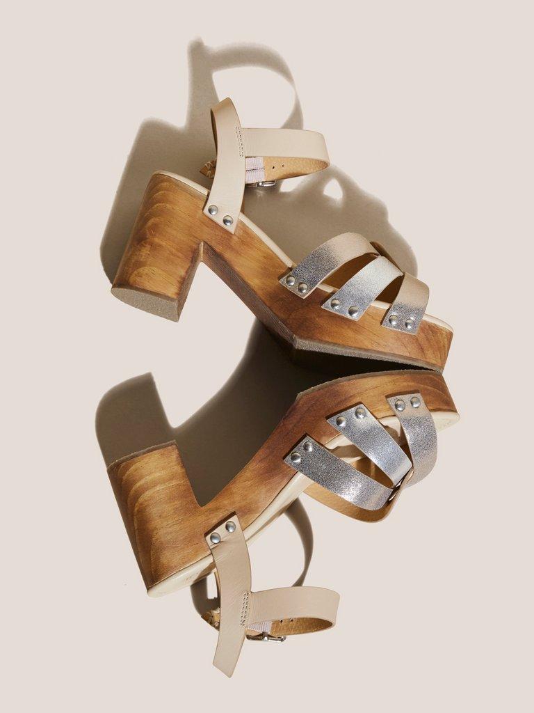 Twist Leather High Clog Sandal in MIXED METALLIC | White Stuff