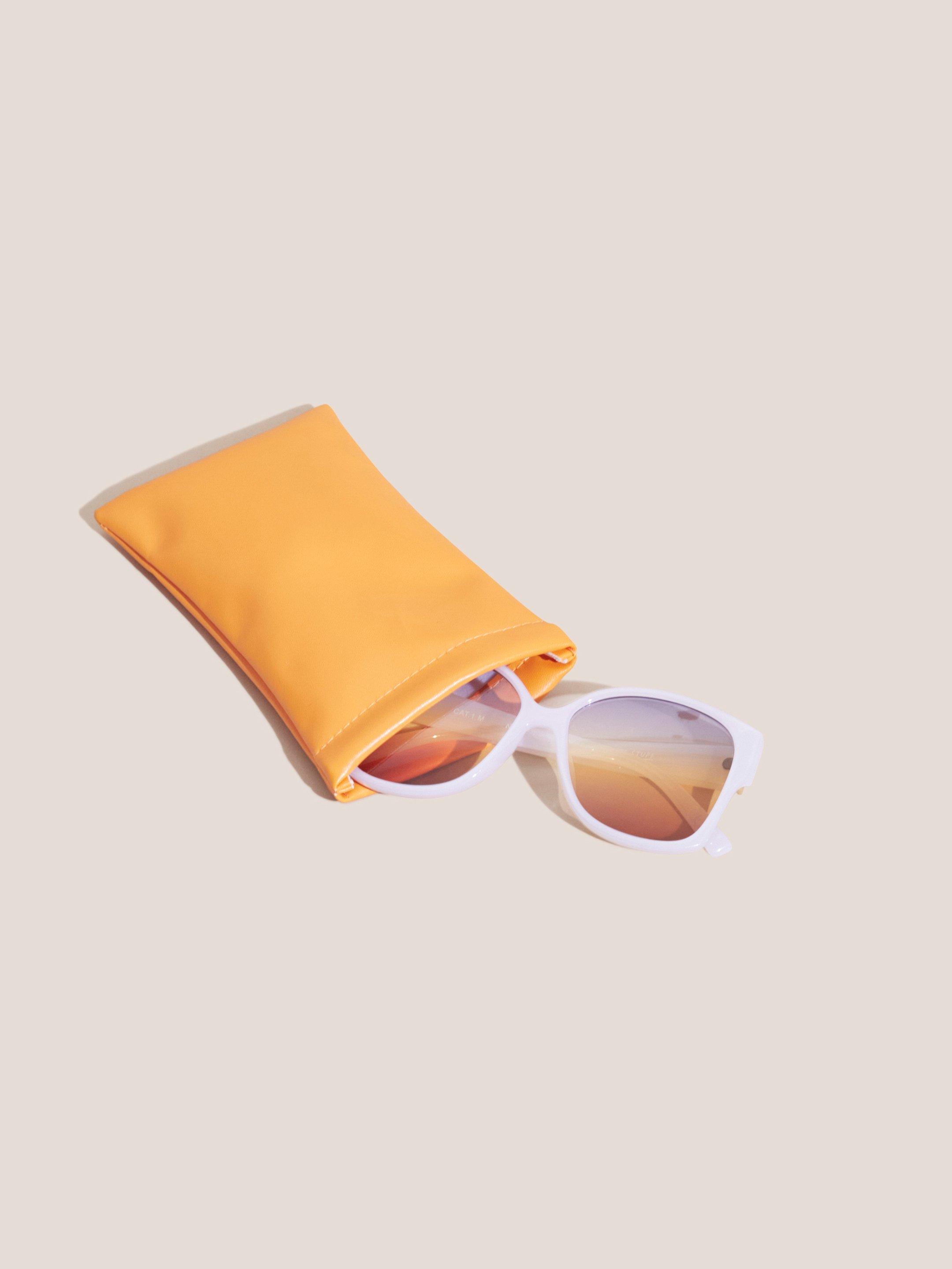 Angled Cateye Sunglasses in PALE IVORY - FLAT BACK