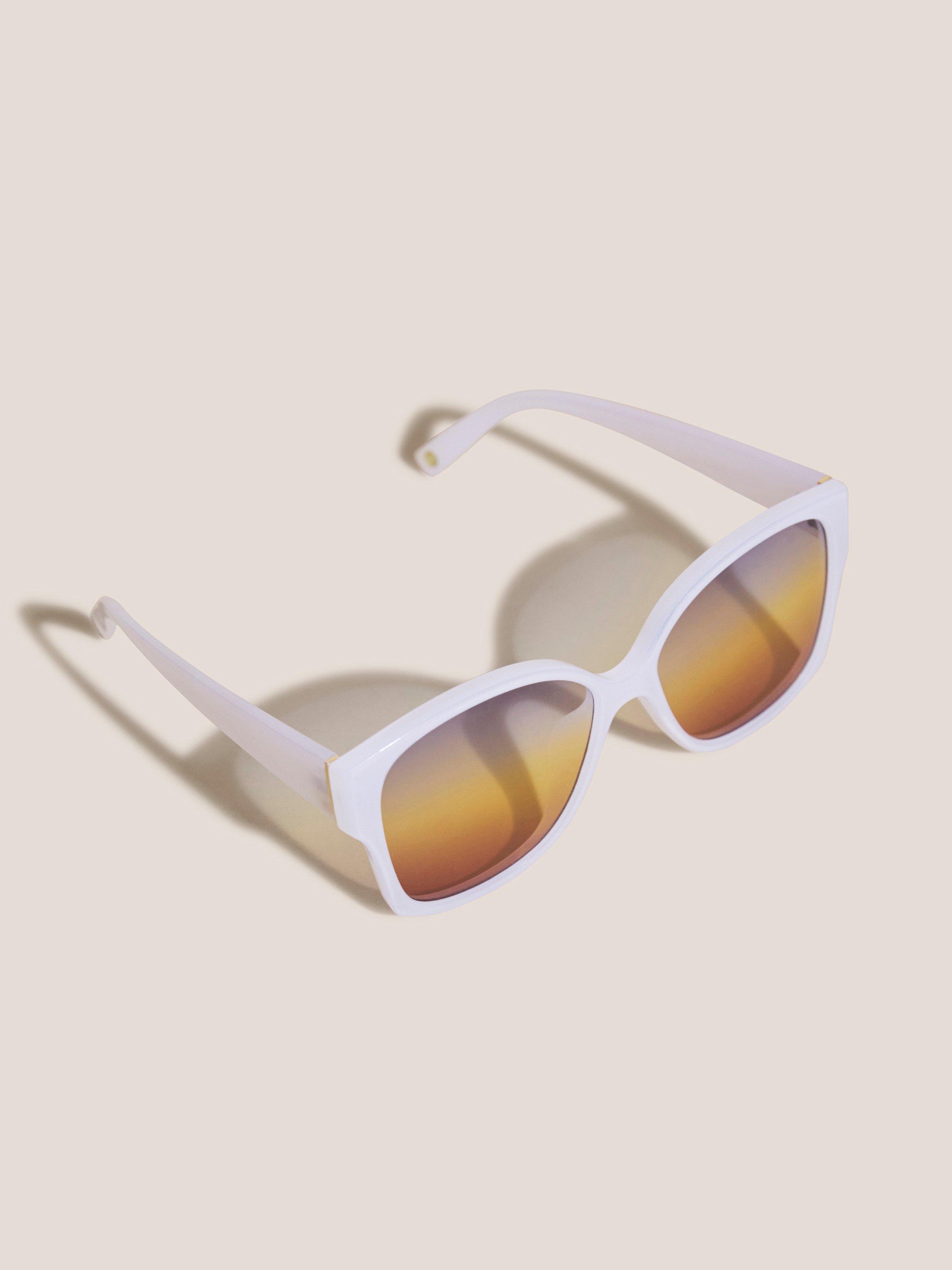 Angled Cateye Sunglasses in PALE IVORY - FLAT DETAIL