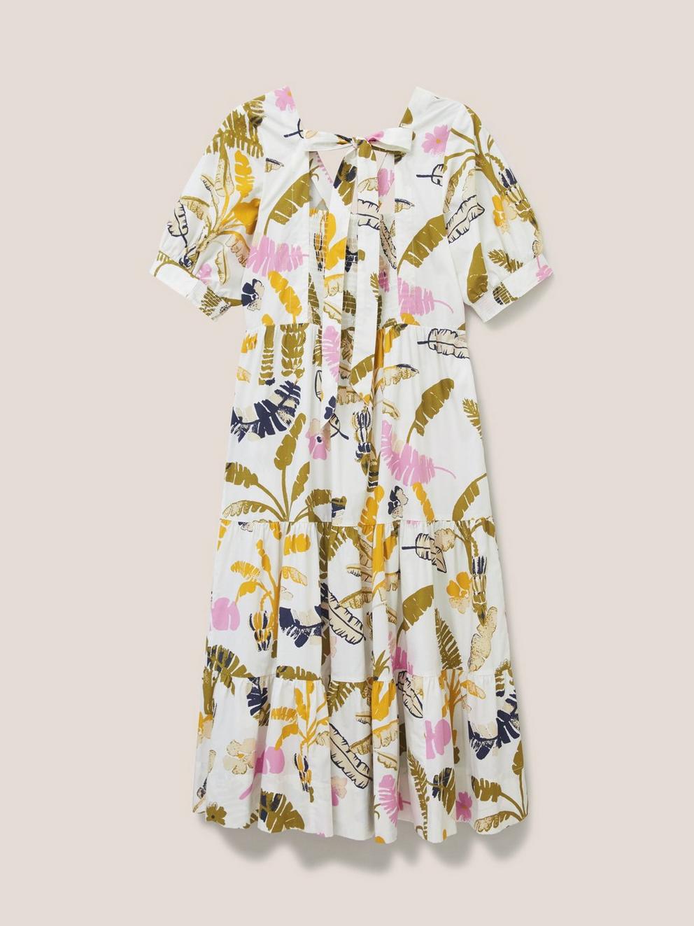 Jolene Cotton Midi Dress in WHITE MLT - FLAT BACK