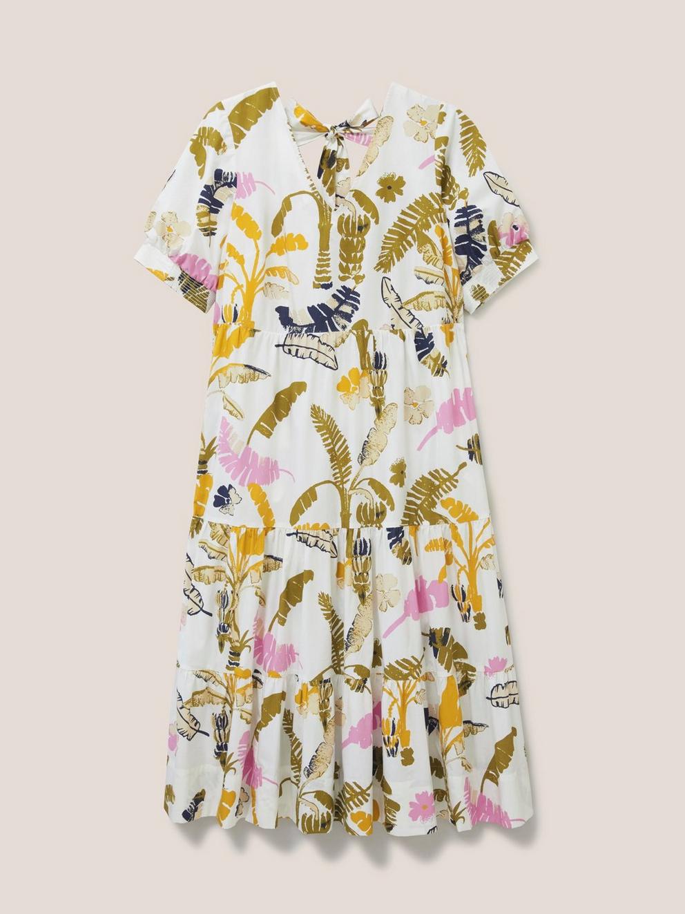 Jolene Cotton Midi Dress in WHITE MLT - FLAT FRONT
