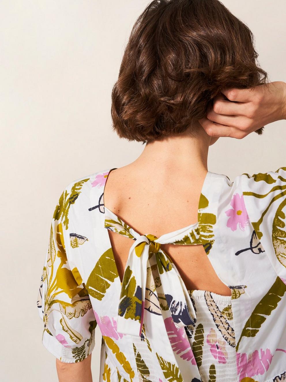 Jolene Cotton Midi Dress in WHITE MLT - MODEL DETAIL