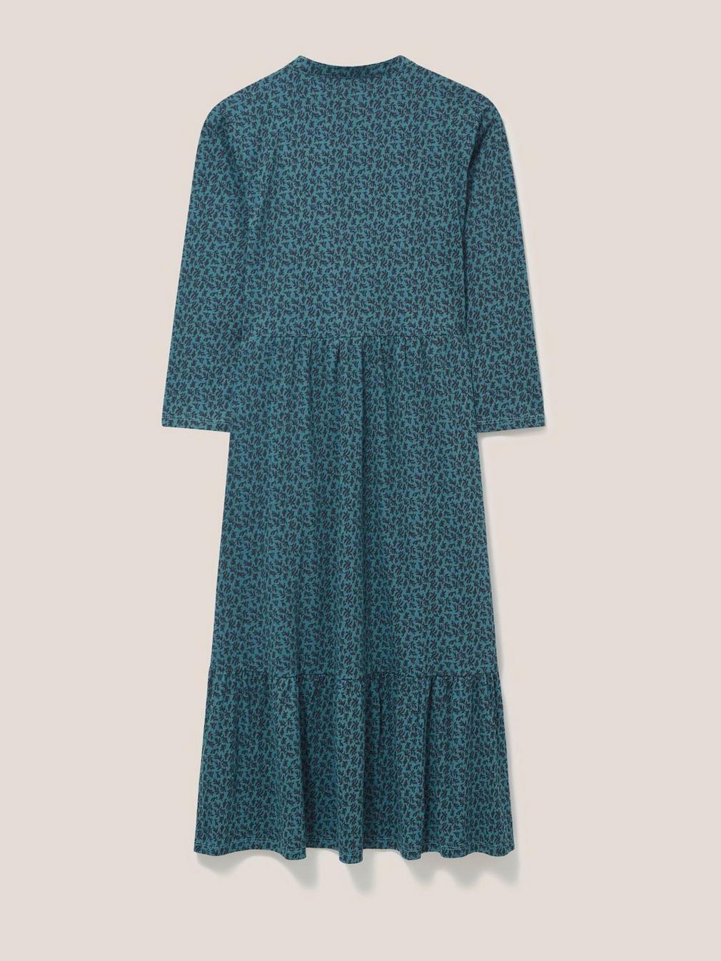 Naya Printed Midi Dress in TEAL MLT - FLAT BACK