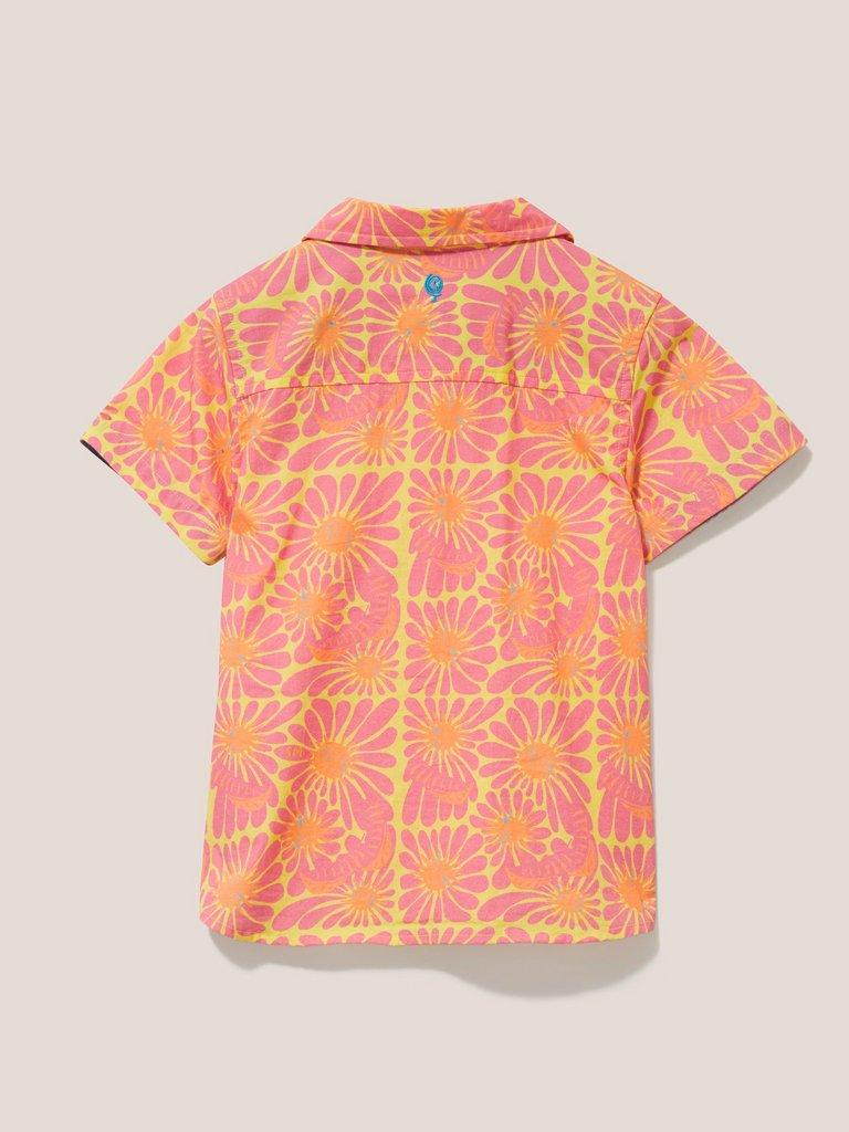 Sunny Flower Printed SS Shirt in CORAL MLT - FLAT BACK