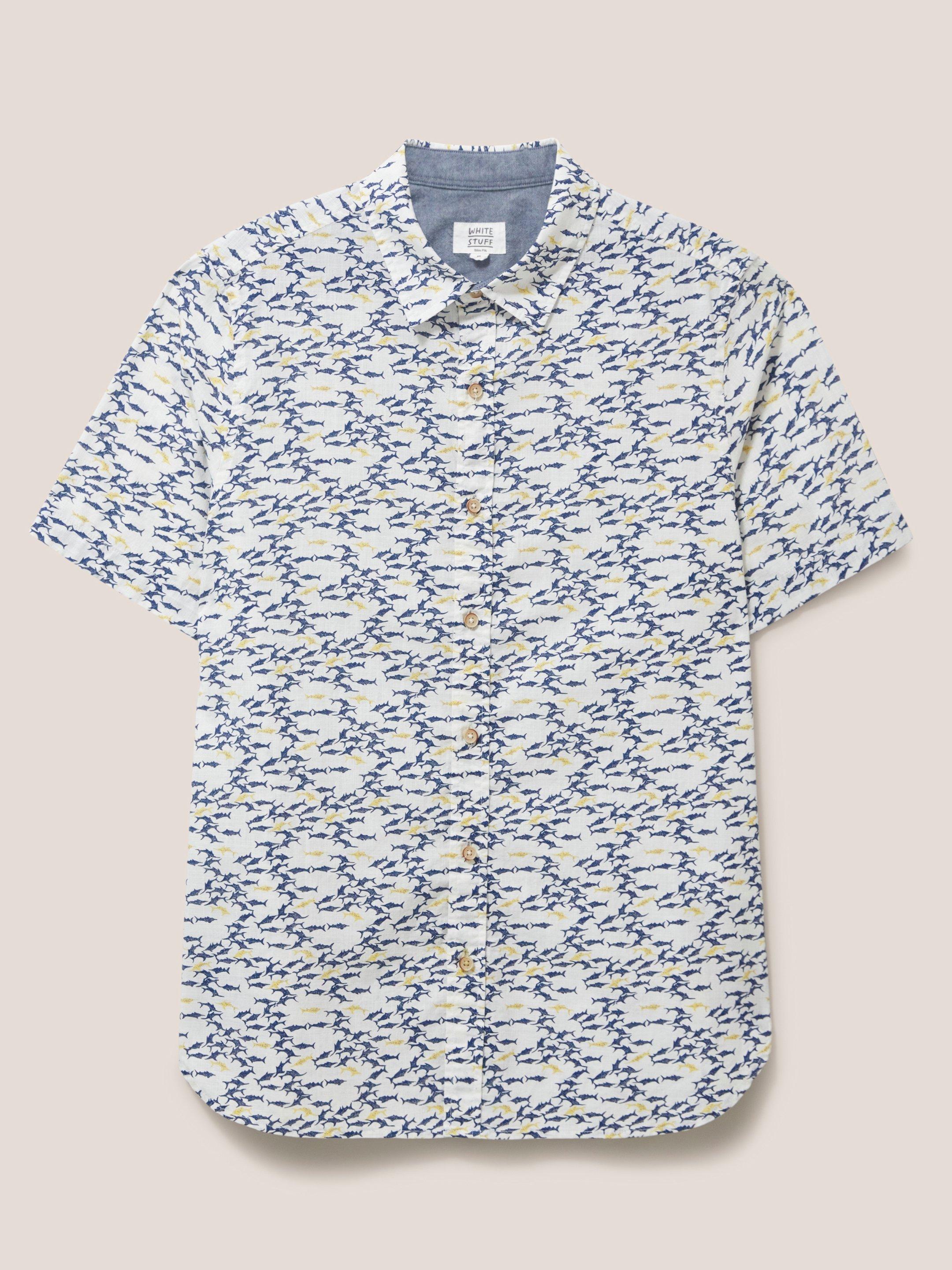 Shark Printed Shirt in WHITE MLT - FLAT FRONT