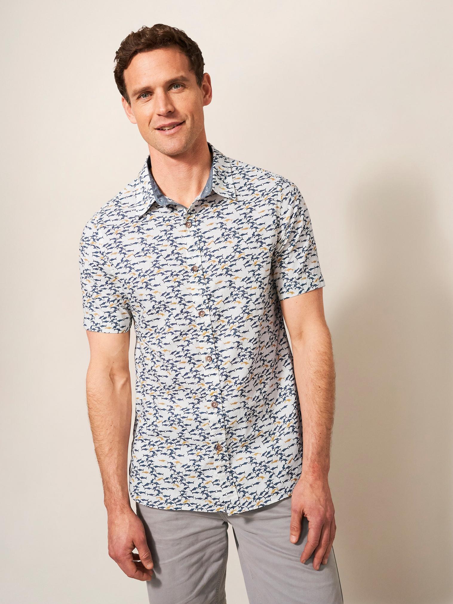 Shark Printed Shirt in WHITE MLT - LIFESTYLE