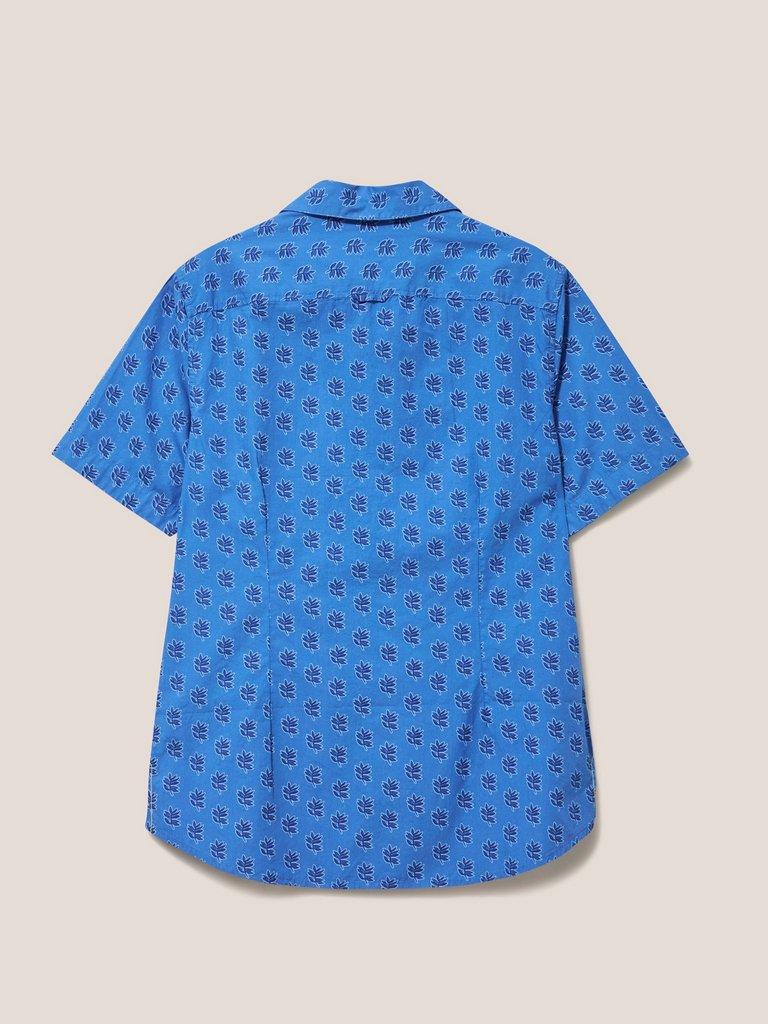 Block Leaf Printed SS Shirt in BRT BLUE - FLAT BACK