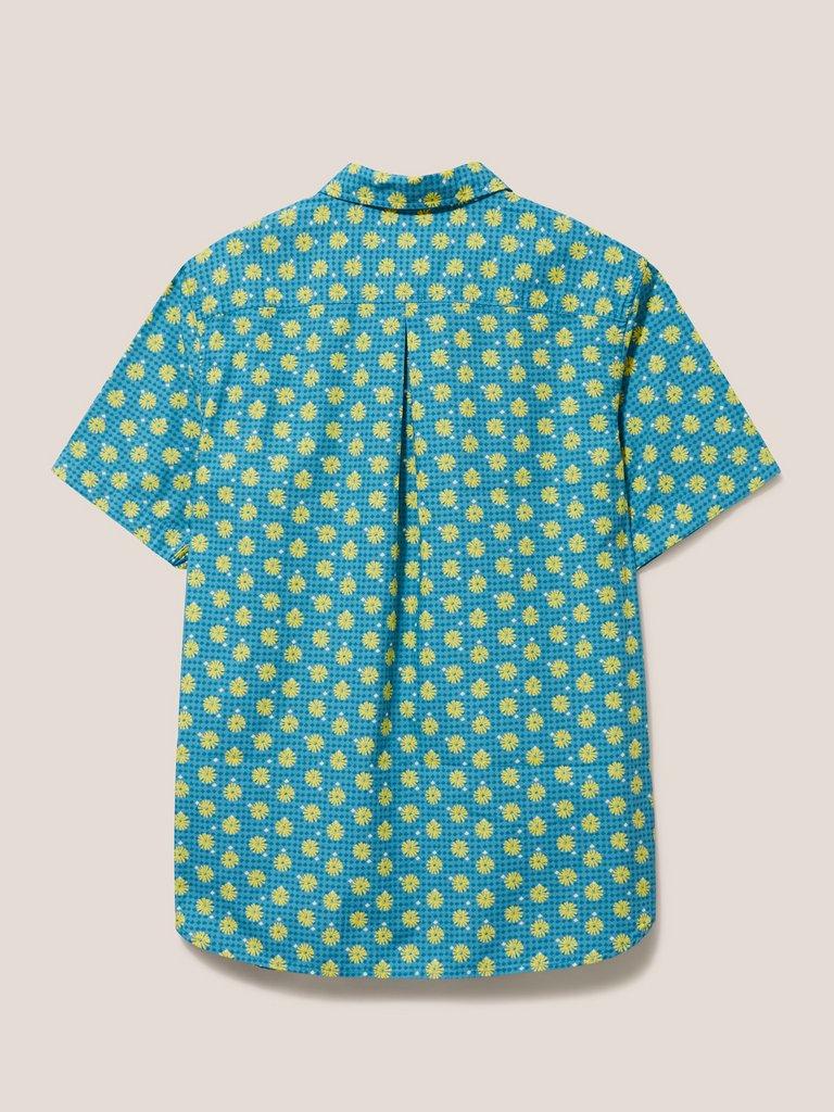 Block Flower Printed SS Shirt in MINT GREEN - FLAT BACK
