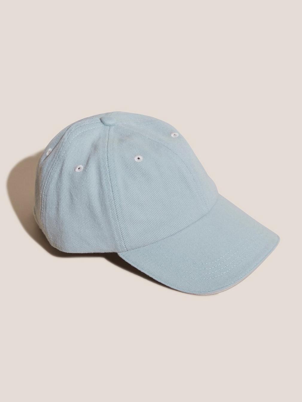 Cotton Baseball Cap in DUS BLUE - MODEL FRONT