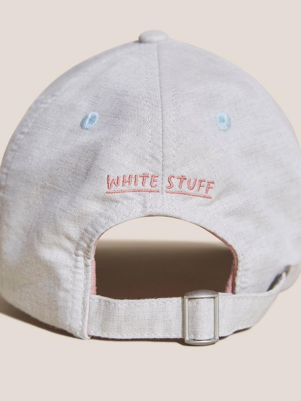 Linen Blend Baseball Cap in LGT NAT - FLAT DETAIL