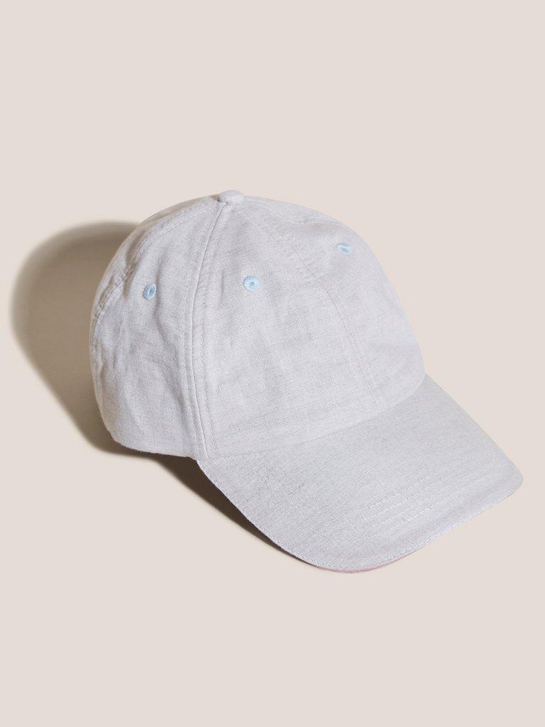 Linen Blend Baseball Cap in LGT NAT - FLAT FRONT