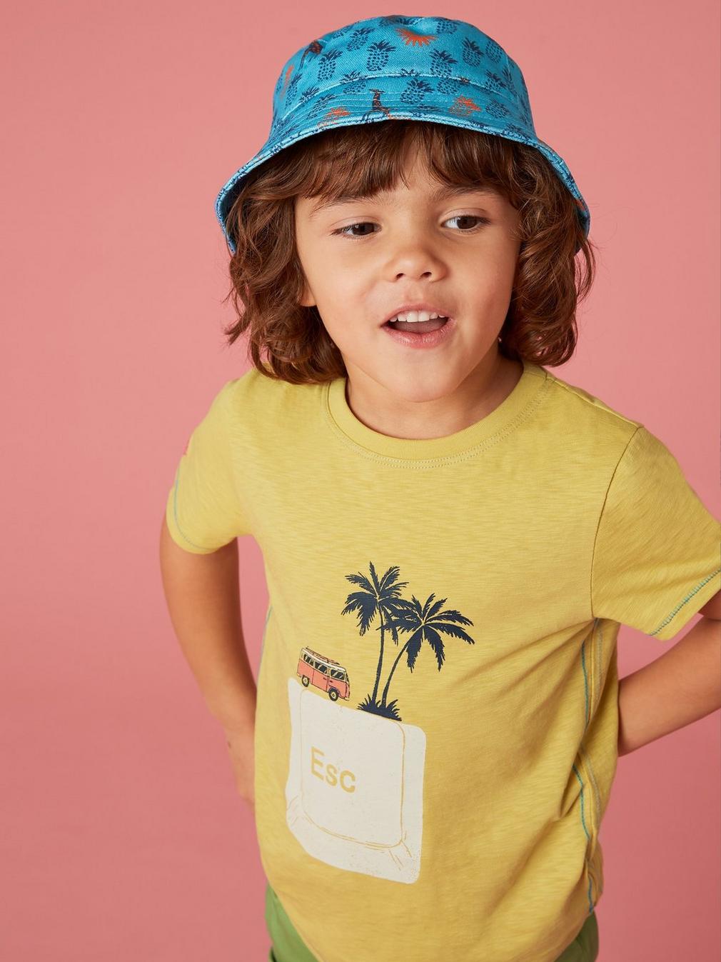 Boys Printed Bucket Hat in BLUE MLT - MODEL DETAIL