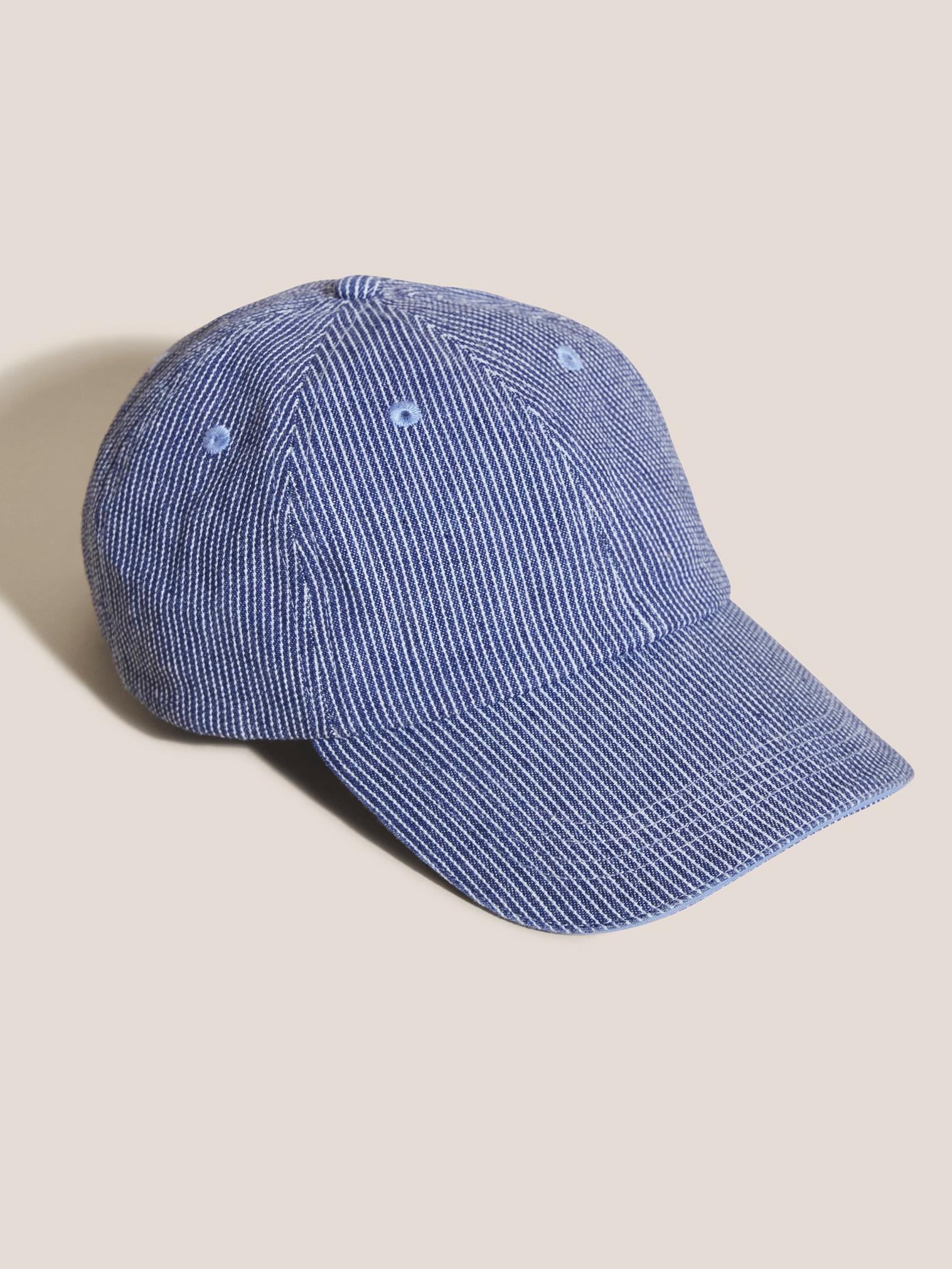 Cotton Casual Baseball Cap in BLUE MLT - FLAT FRONT