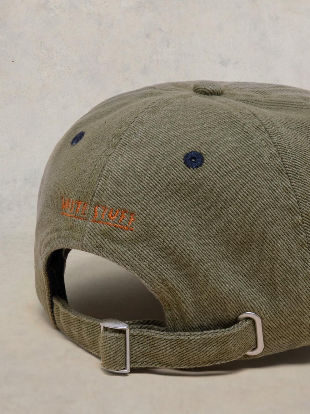 Cotton Casual Baseball Cap in KHAKI GRN - FLAT DETAIL