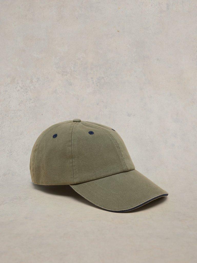 Cotton Casual Baseball Cap in KHAKI GRN - FLAT FRONT