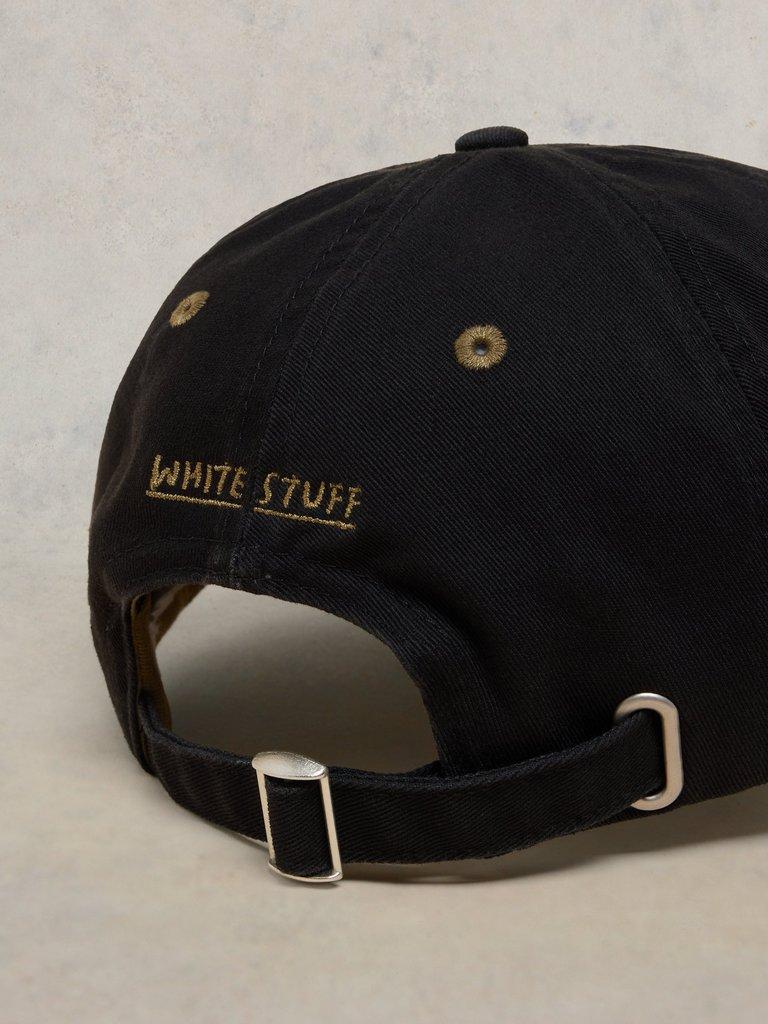 Cotton Casual Baseball Cap in PURE BLK - FLAT DETAIL