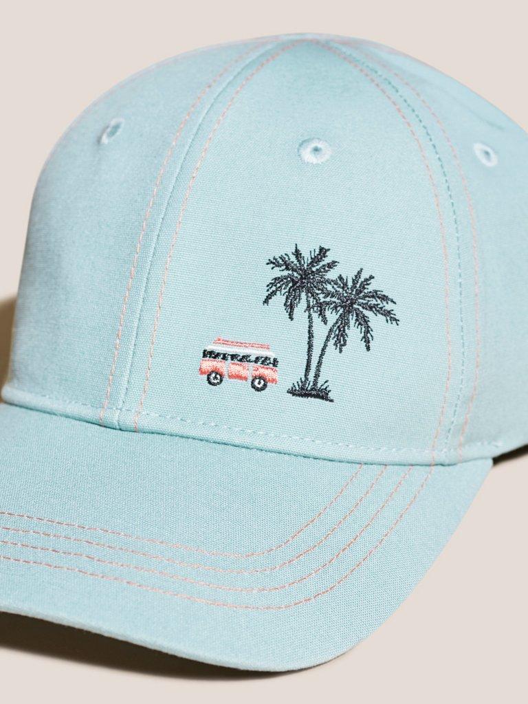 Boys Embroidered Cap in MID TEAL - FLAT DETAIL