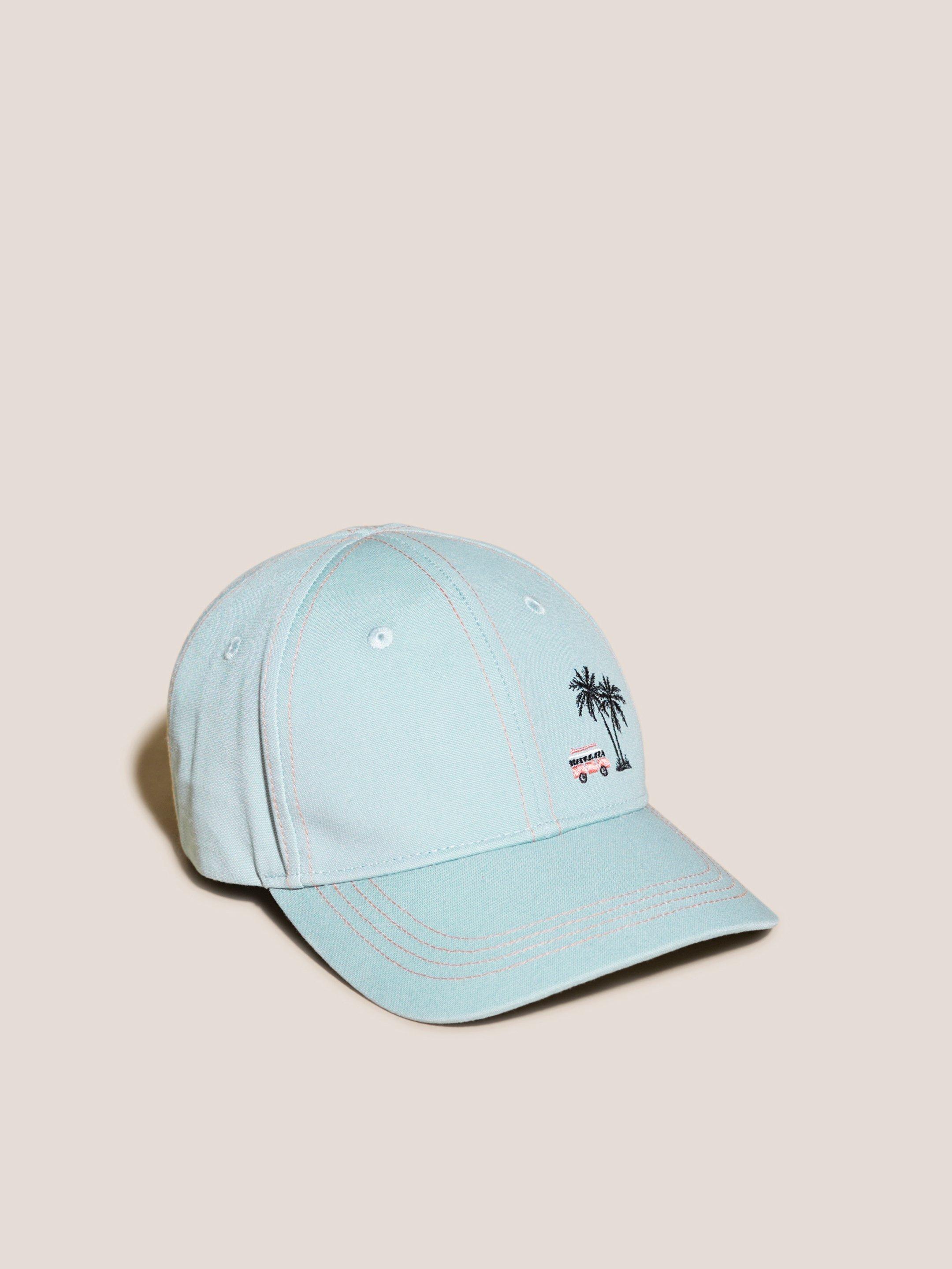 Boys Embroidered Cap in MID TEAL - MODEL FRONT