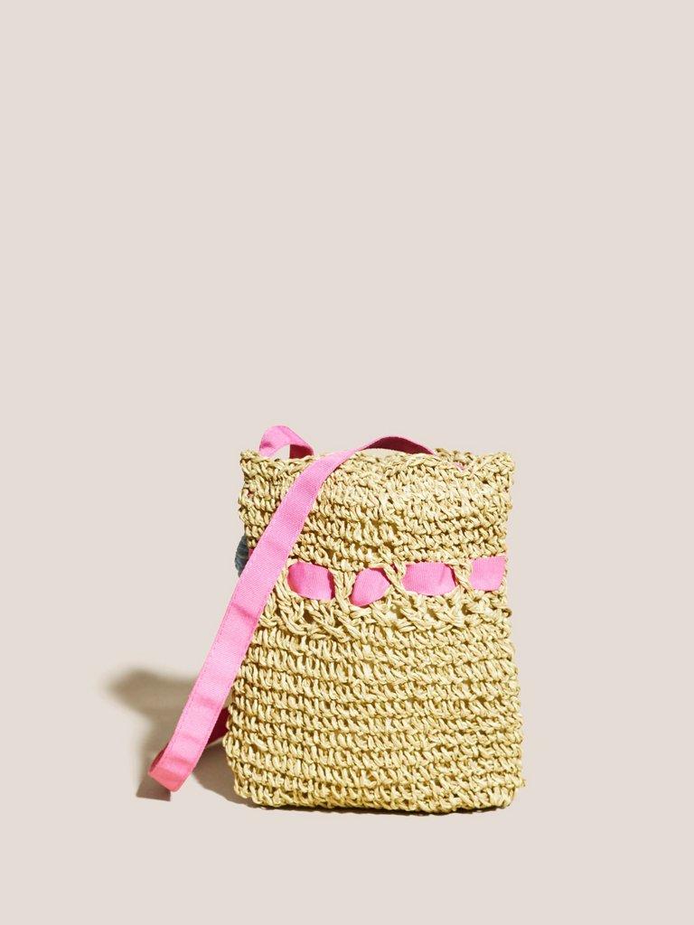 Girls Mini Pom Pom Bag in NAT MLT - FLAT BACK