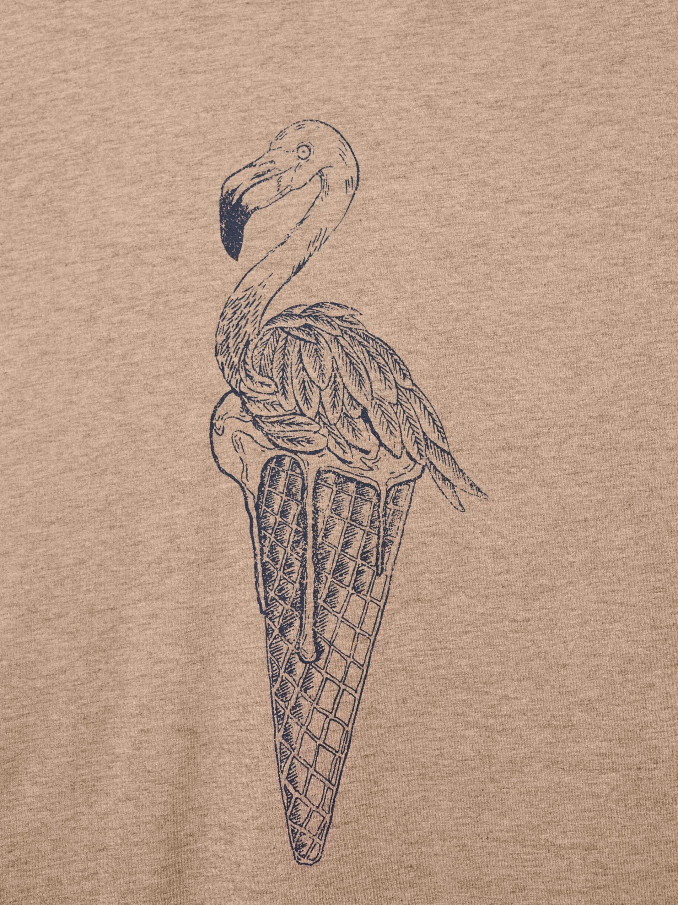 Ice Cream Flamingo Graphic Tee in MID PINK - FLAT DETAIL