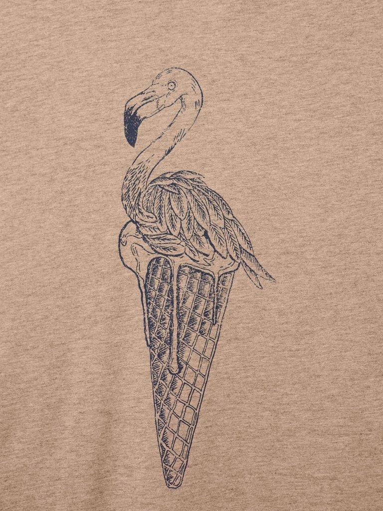 Ice Cream Flamingo Graphic Tee in MID PINK - FLAT DETAIL