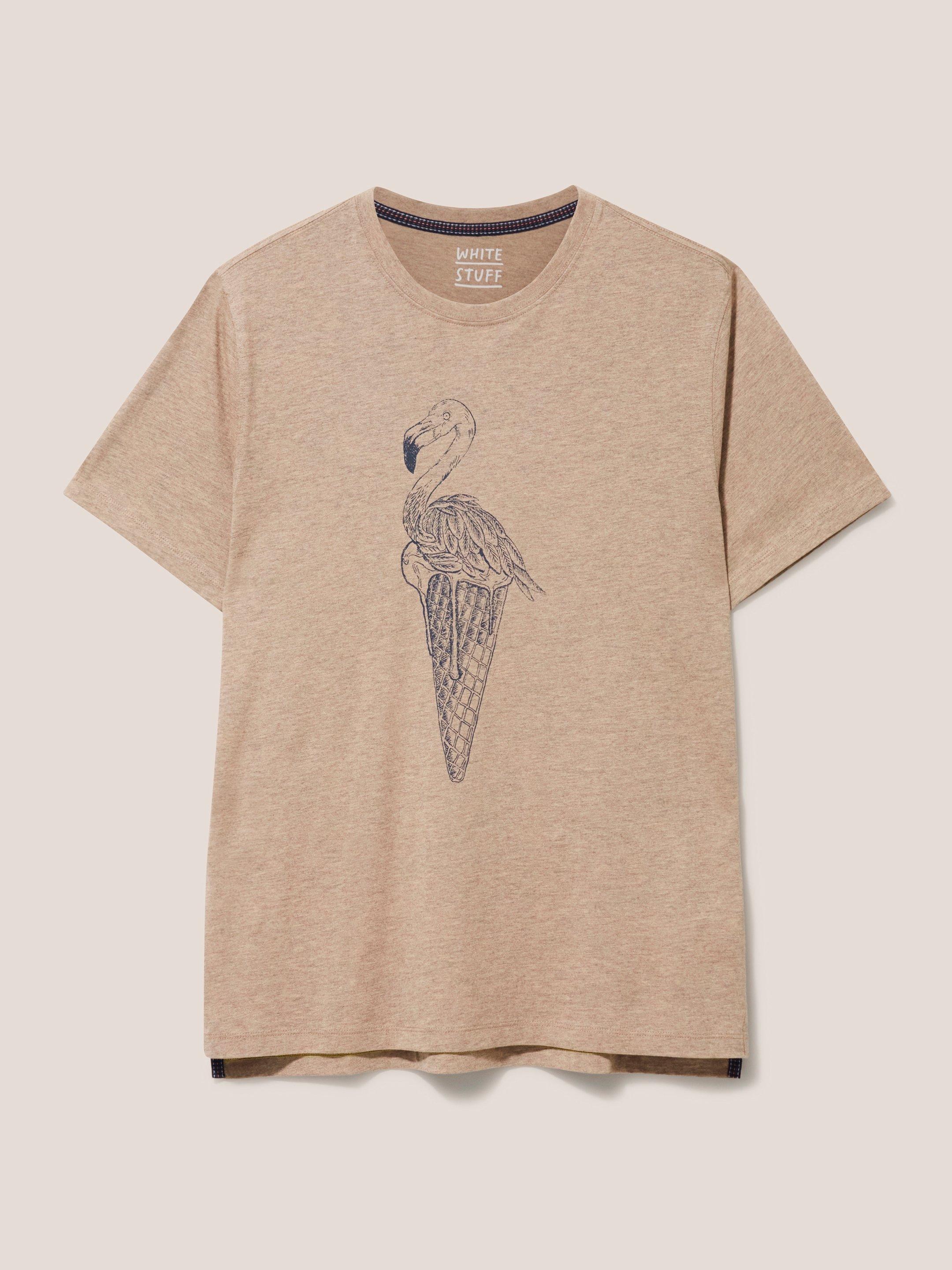 Ice Cream Flamingo Graphic Tee in MID PINK - FLAT FRONT