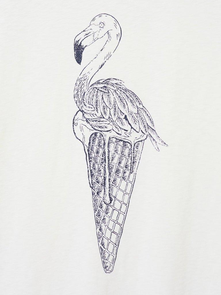 Ice Cream Flamingo Graphic Tee in NAT WHITE - FLAT DETAIL