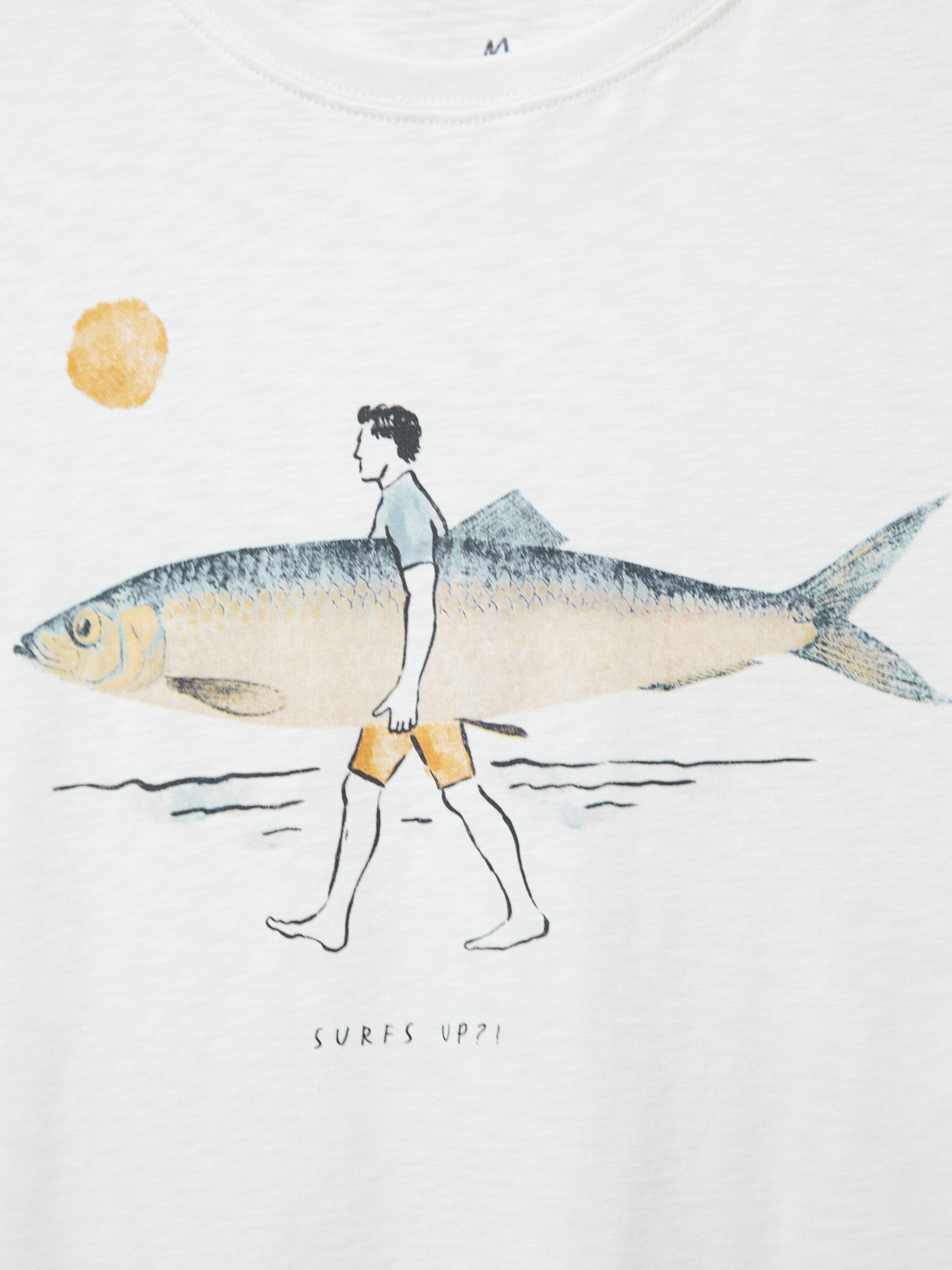 Fish Surfboard Graphic Tee in NAT WHITE - FLAT DETAIL