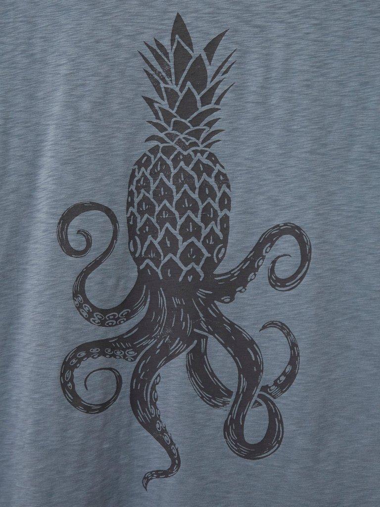 Octo Pinapple graphic Tee in MID BLUE - FLAT DETAIL
