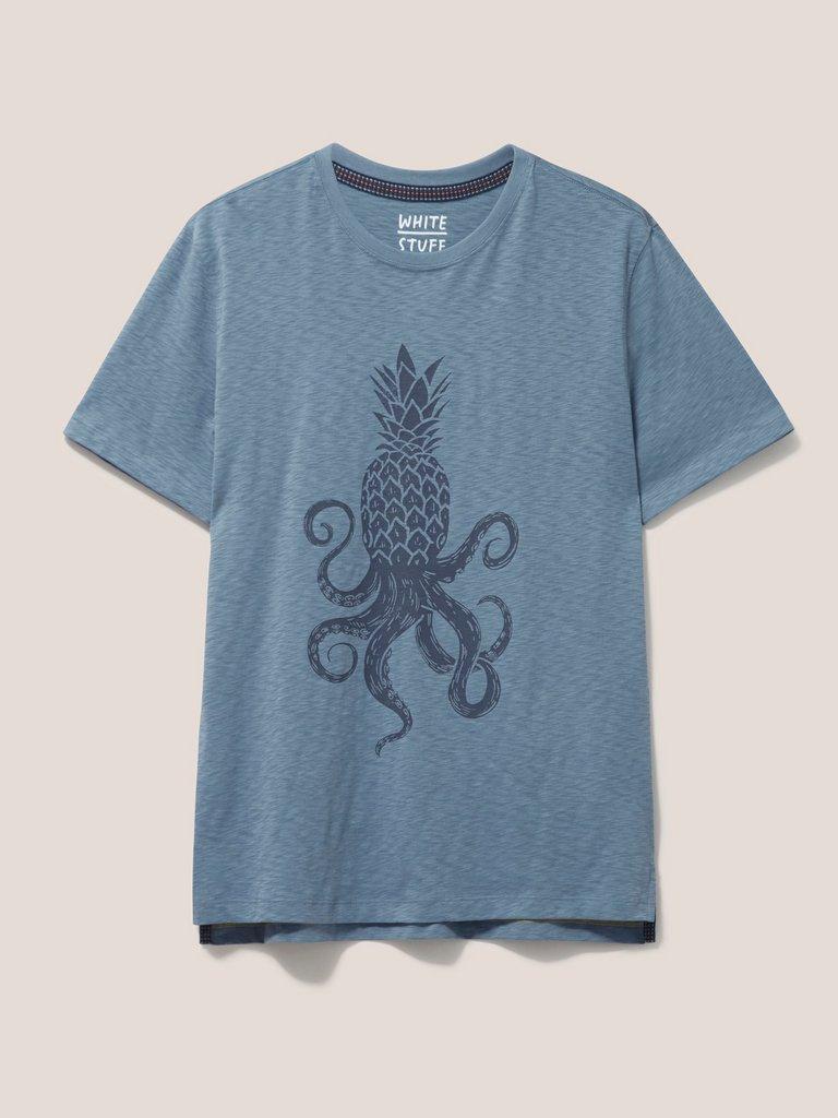 Octo Pinapple graphic Tee in MID BLUE - FLAT FRONT