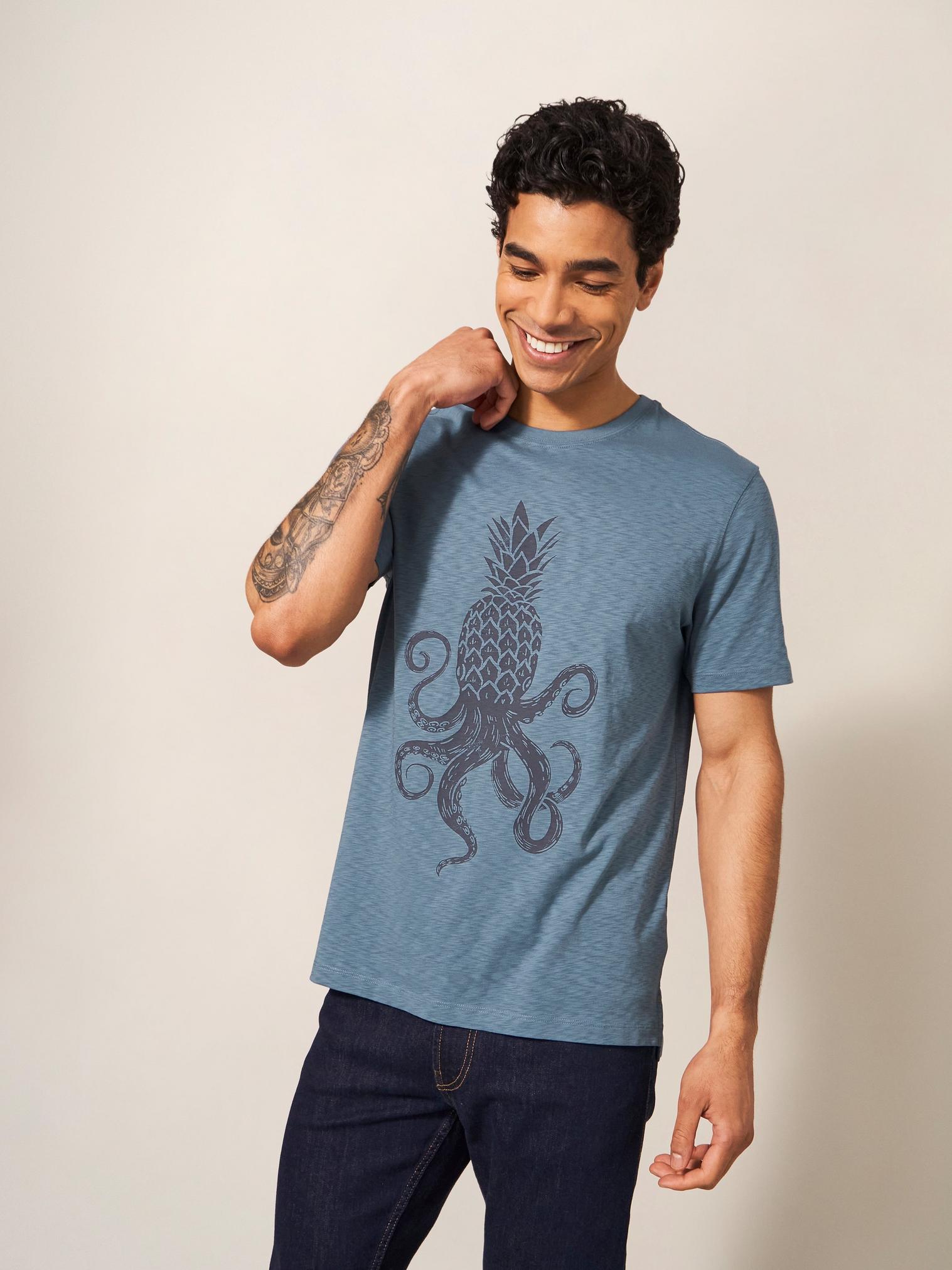 Octo Pinapple graphic Tee in MID BLUE - LIFESTYLE