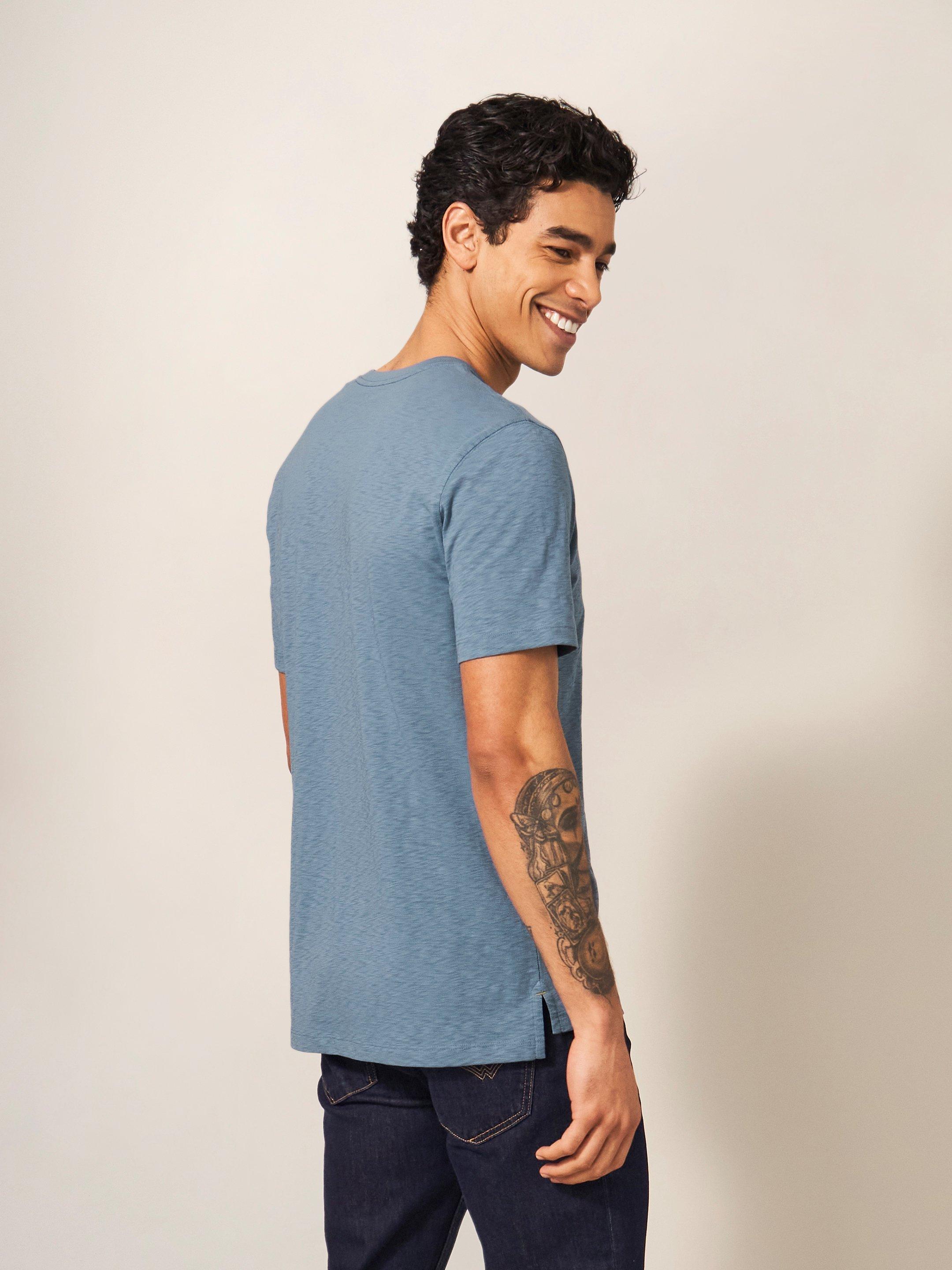 Octo Pinapple graphic Tee in MID BLUE - MODEL BACK