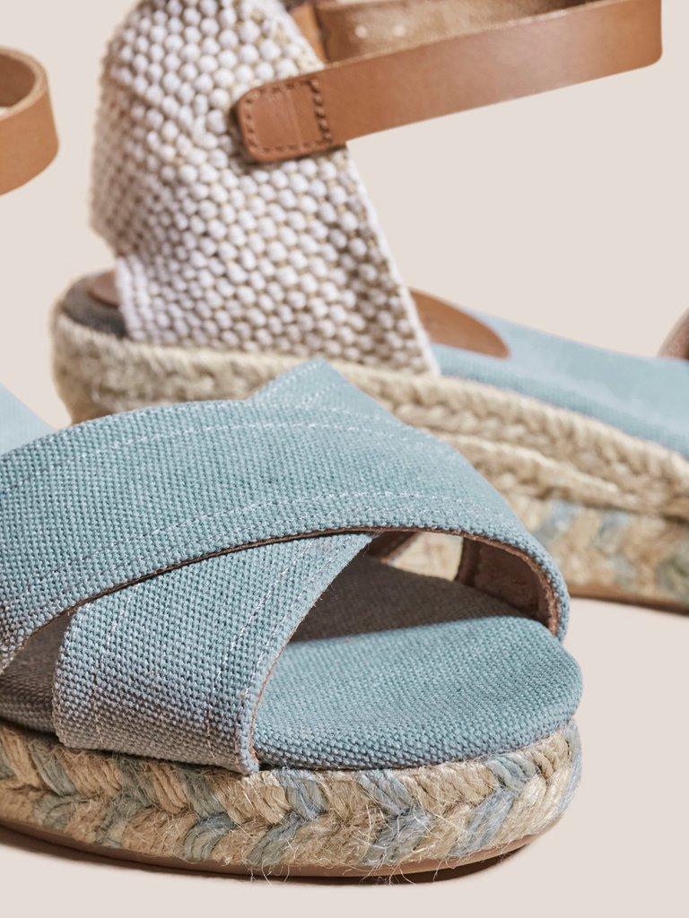 Espadrille Canvas Open Wedge in CHAMB BLUE - FLAT BACK