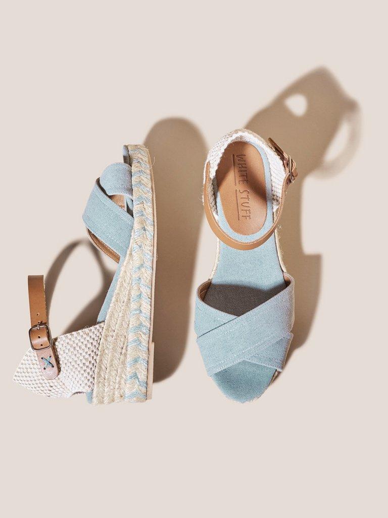 Espadrille Canvas Open Wedge in CHAMB BLUE - FLAT DETAIL