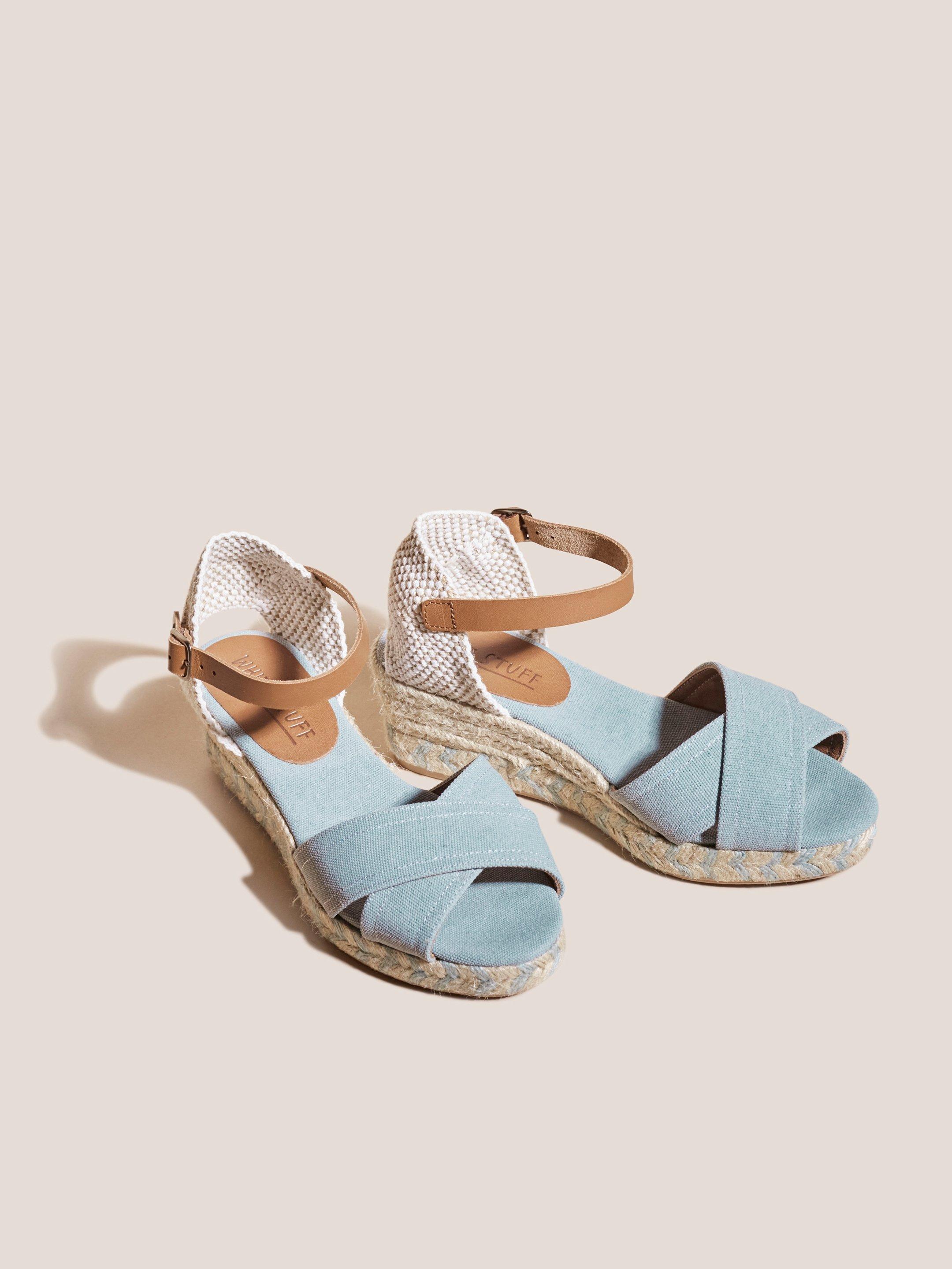 Espadrille Canvas Open Wedge in CHAMB BLUE - FLAT FRONT