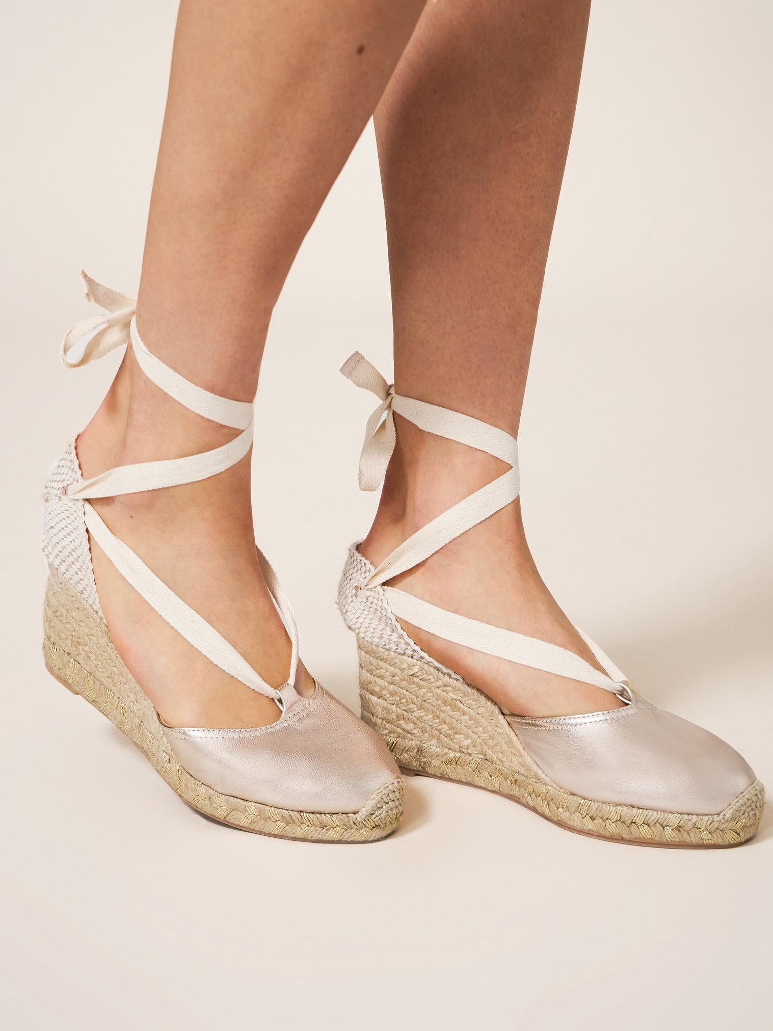 White lace espadrille on sale wedges