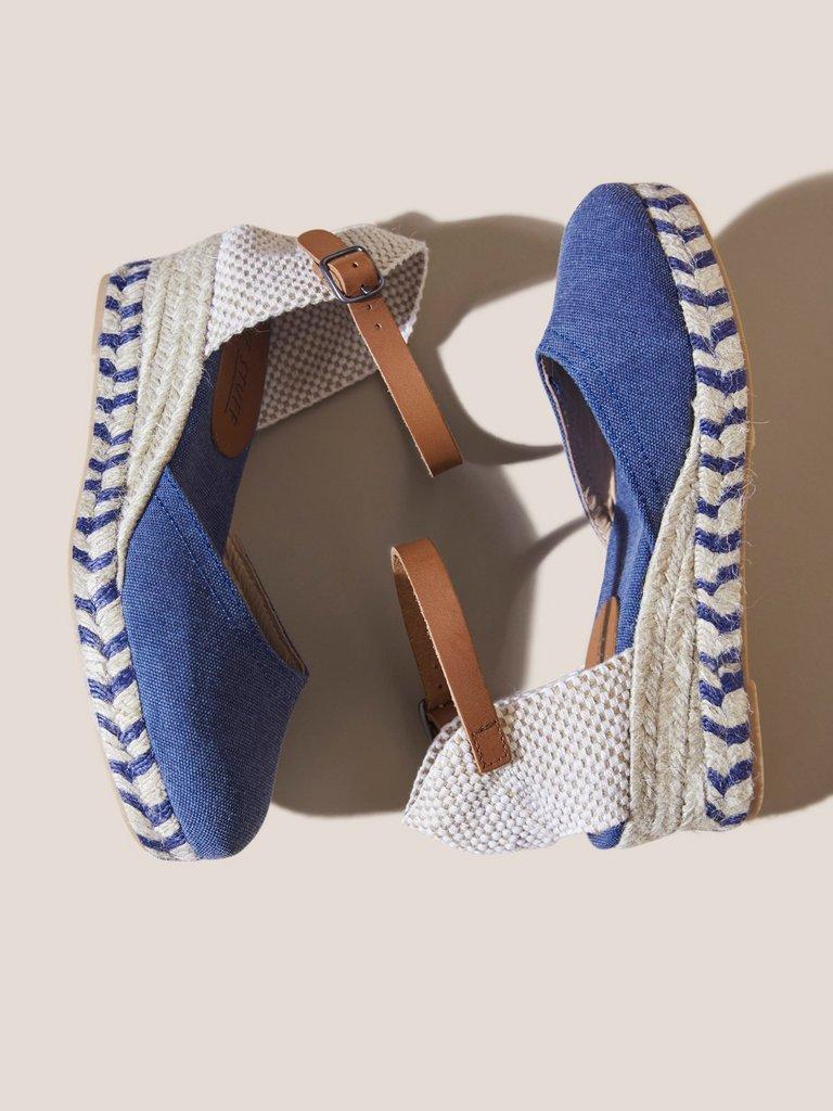 Espadrille Canvas Closed Wedge in MID DENIM - FLAT BACK