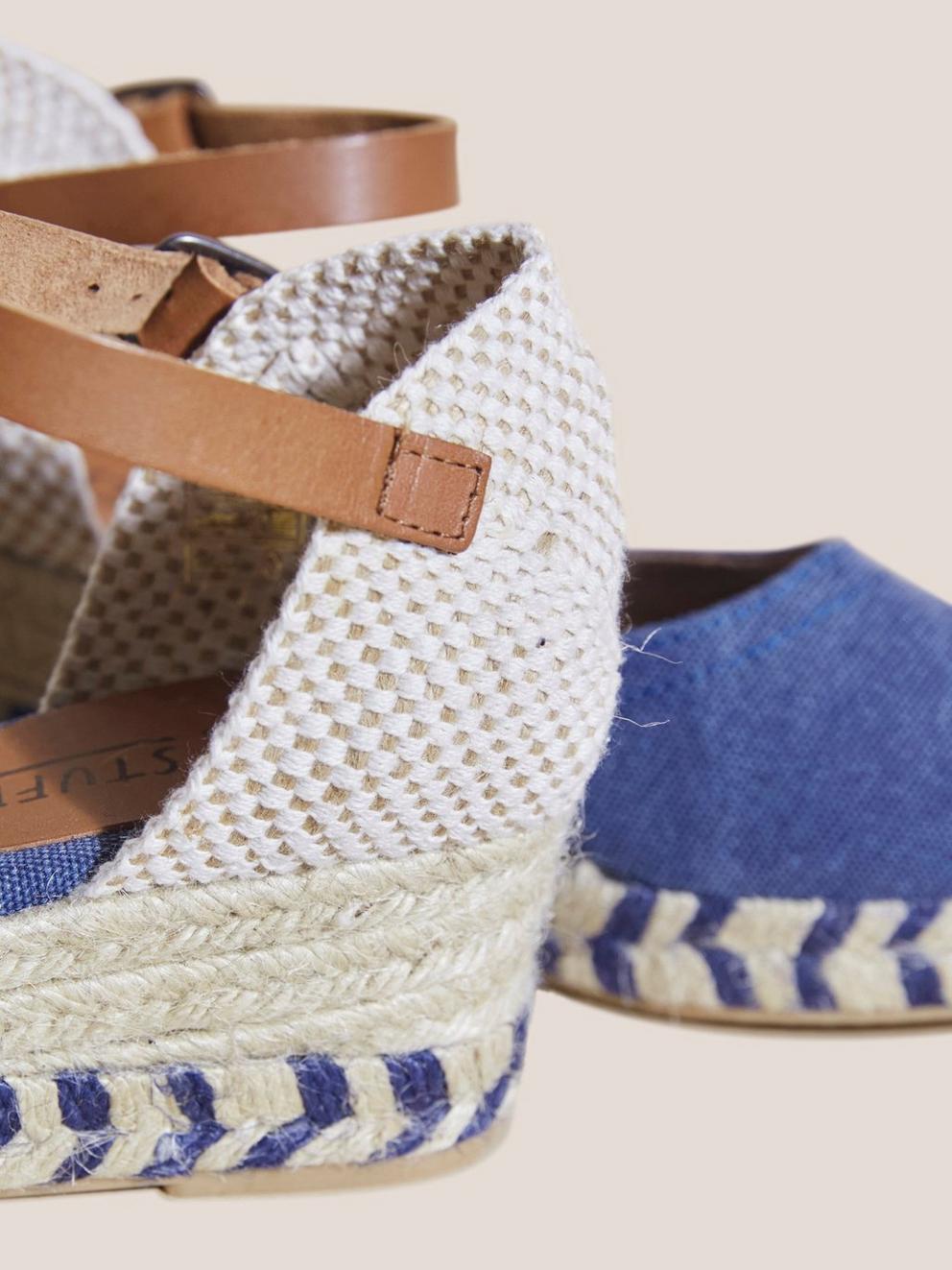 Espadrille Canvas Closed Wedge in MID DENIM - FLAT DETAIL